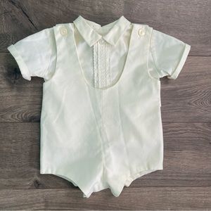 Vintage Sylvia Whyte Pale Yellow Baby Boy Romper Set
